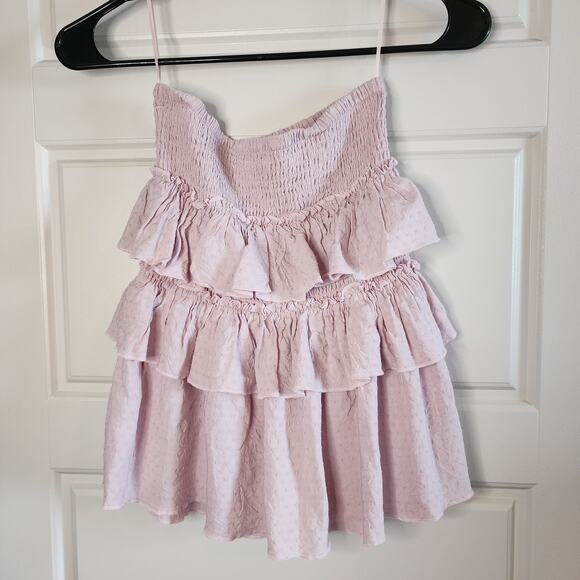 Kayla's Armoire Top Womens Medium Tiered Smocked Ruffled Festival Concert Pink - Picture 3 of 6